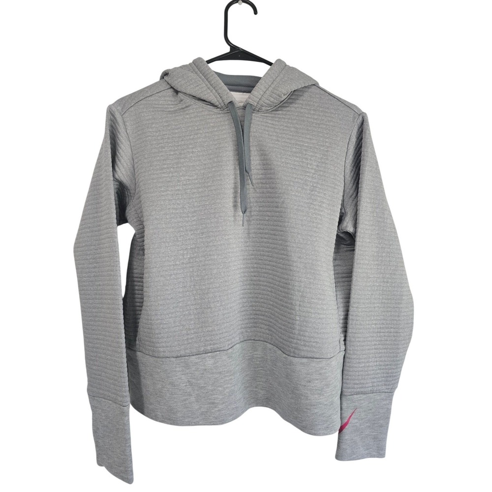 Nike Dri-FIT Ribbed Gray Pullover Running Jogging Hoodie Womens Size Small EUC